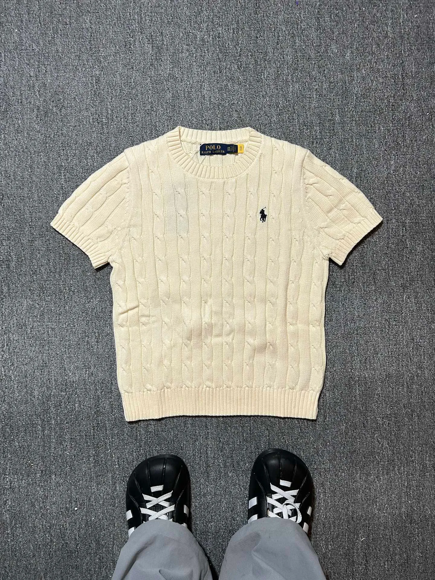 P160 Polo Ralph Lauren SS23 solid color logo embroidered sweater, official website logo on the collar. Scan the QR code to enter the official website and compare the quality at will. Size: XS-L
